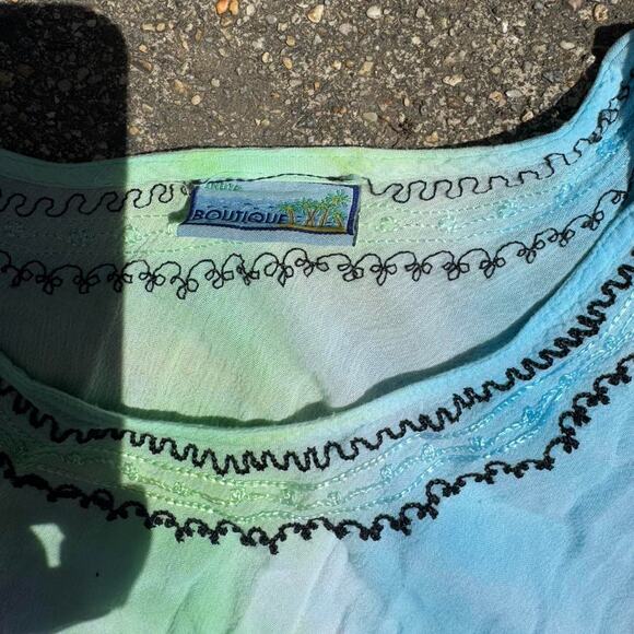 fairycore boho embroidered babydoll sleeveless tie die dress womens sz small/med - Picture 2 of 7